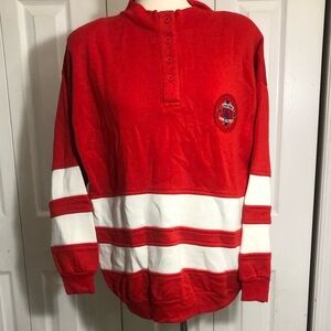 Vintage Red and White Rugby Shirt Large